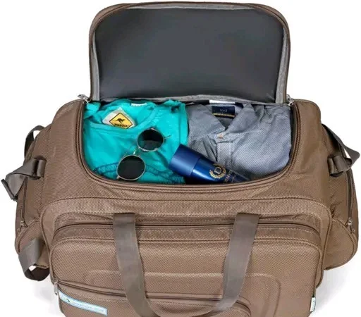 Office Luggage Duffle Strolley Bag with Wheels - Beige