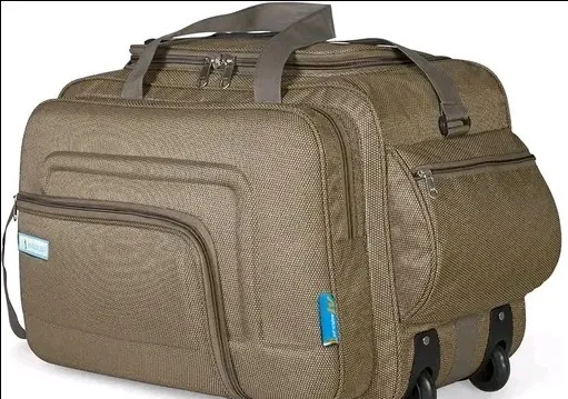 Office Luggage Duffle Strolley Bag with Wheels - Beige