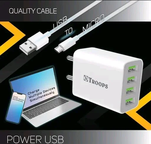 TP Troops 4 Ports USB Charger 22W with Type A (V8) Datacable