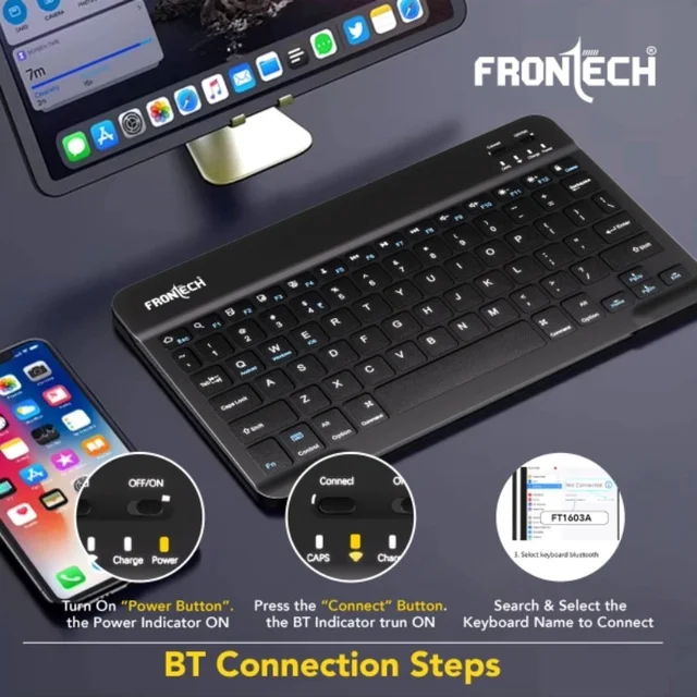 Frontech Wireless Bluetooth Mini Keyboard - Black