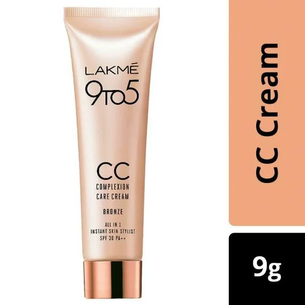 Lakme 9 to 5 All In 1 SPF 30 PA++ Instant Skin Stylist CC Cream, Bronze  - 9 Gm