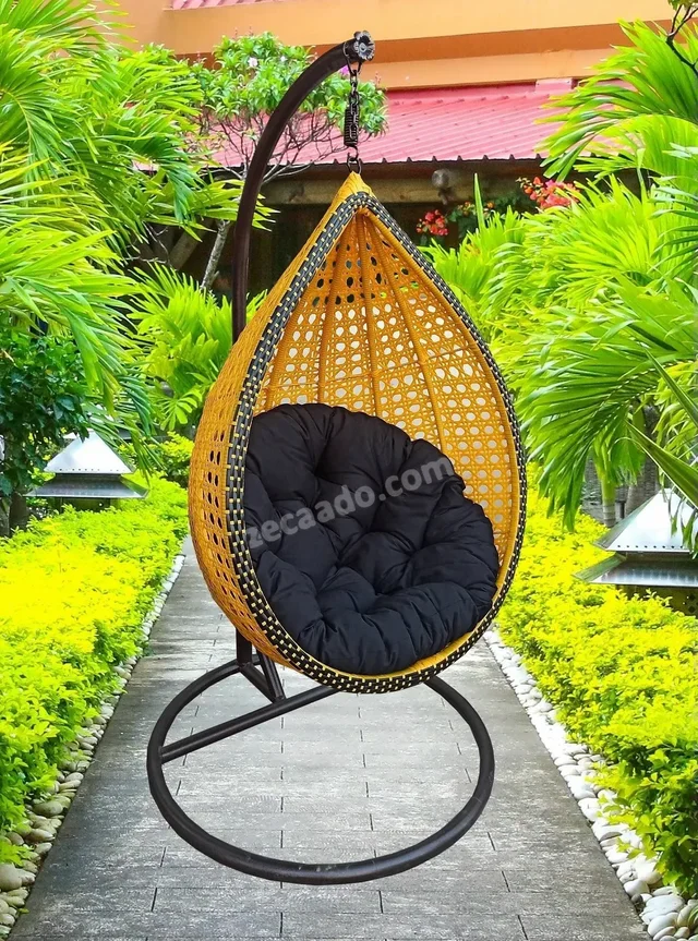 Blush Garden & outdoor swing chair in Yellow & Black with Black Cushion
