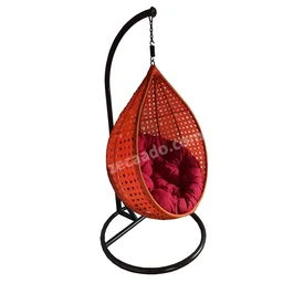 Zecado Bucket Swing Chair for Garden & Outdoor in Orange with Red Cushion - Orange
