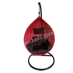 Zecado Bucket Swing Chair for Garden & Outdoor in Red with Brown Sofa Cushion - Red