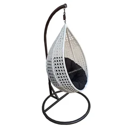 Zecado Bucket Swing Chair for garden & outdoor in White with Black Cushion - White