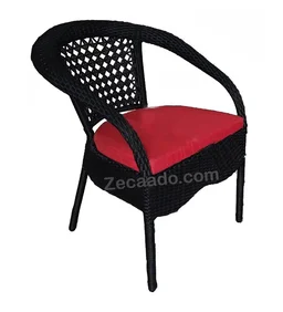 Zecado Joy 2 Seater Patio Coffee Table with Red Cushions in Black Corduroy Finish - Black