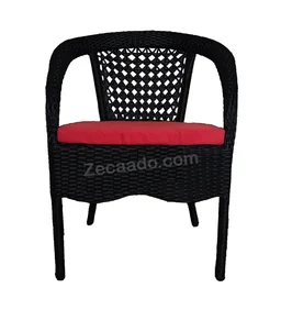 Zecado Joy 2 Seater Patio Coffee Table with Red Cushions in Black Corduroy Finish - Black
