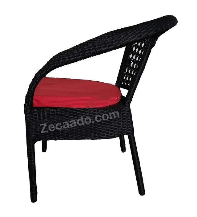 Zecado Joy 2 Seater Patio Coffee Table with Red Cushions in Black Corduroy Finish - Black
