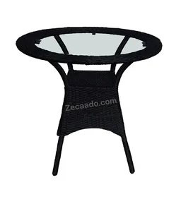Zecado Joy 2 Seater Patio Coffee Table with Red Cushions in Black Corduroy Finish - Black