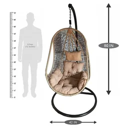 Zecado Nike Garden swing chair in Brown & Fawn with Fawn Sofa Cushion - Black