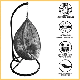 Zecado Nike Garden swing chair in Brown & Fawn with Fawn Sofa Cushion - Black