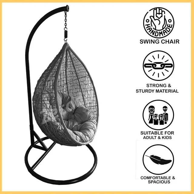 Zecado Nike Garden swing chair in Brown & Fawn with Fawn Sofa Cushion - Black